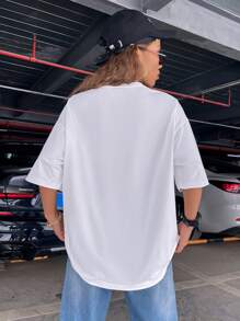 SHEIN Unity Chinese Dragon Graphic Drop Shoulder Oversized Tee - White - View 2