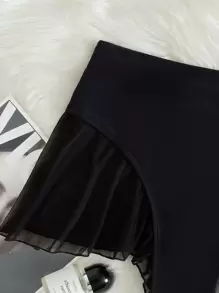 Summer Beach Ruffle Hem Bikini Skort - Black - View 4