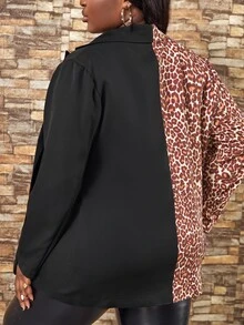 SHEIN SXY Áo vest Plus size Nút phía trước Khối Màu Báo Giải trí - Nhiều màu - Xem 2