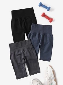 Yoga Basic 3PCS Seamless Sports Cycling Shorts - Multicolor - View 1