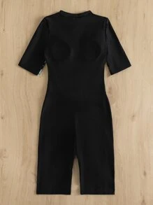 Swim SPRTY Summer Beach Tropical Print Zipper One Piece Swimsuit