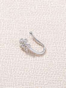 Nooxian 1件装女士微镶花朵鼻环，流行个性化花朵鼻钉及鼻夹，情人节、妈妈、母亲节礼物 - 銀色 - 查看 5