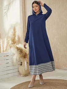 Al Najma Váy Ả Rập Hình học Khiêm tốn - Màu xanh hải quân - Xem 1