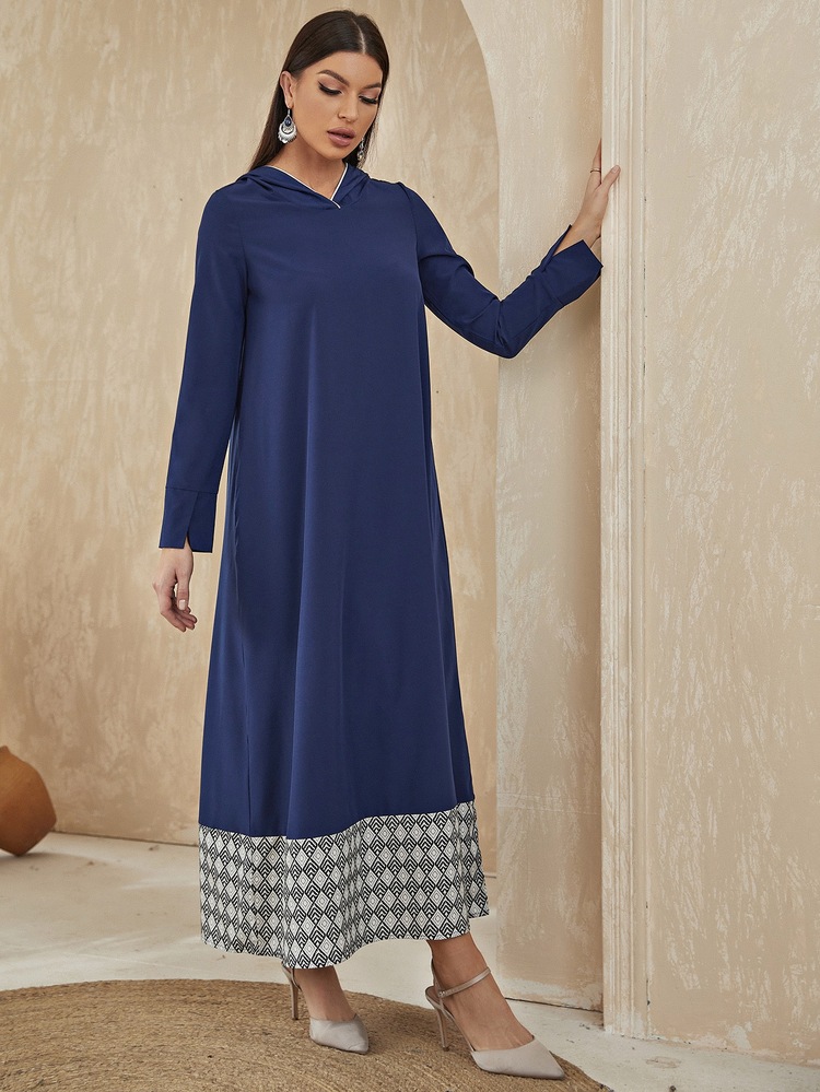 Al Najma Váy Ả Rập Hình học Khiêm tốn - Màu xanh hải quân - Xem 5