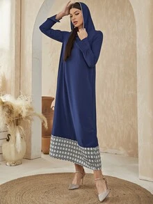 Al Najma Váy Ả Rập Hình học Khiêm tốn - Màu xanh hải quân - Xem 6