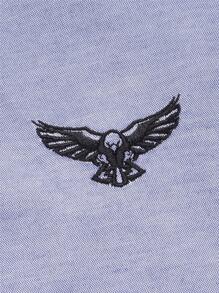 Manfinity Homme 男士鷹刺繡四分之一按鈕襯衫