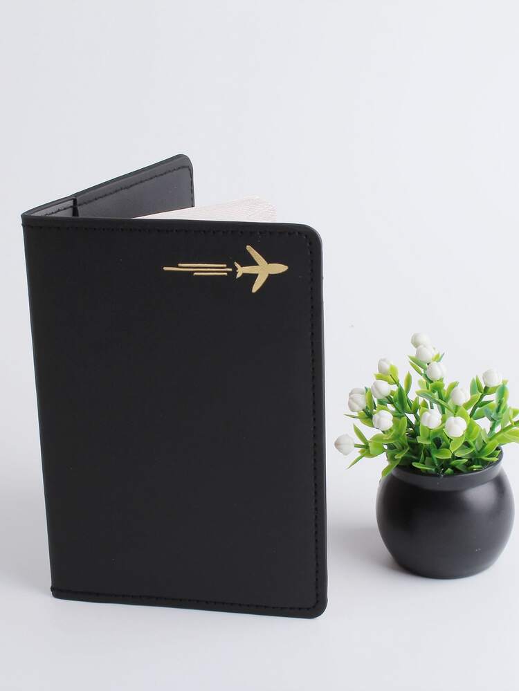 Airplane Graphic Passport Case - Black - View 4