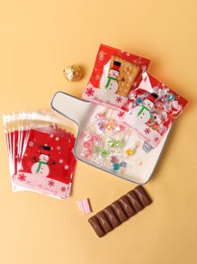 100pcs Christmas Pattern Candy Bag - Red - View 1