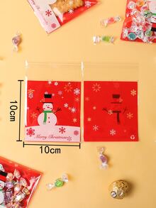 100pcs Christmas Pattern Candy Bag - Red - View 2