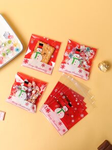 100pcs Christmas Pattern Candy Bag - Red - View 3