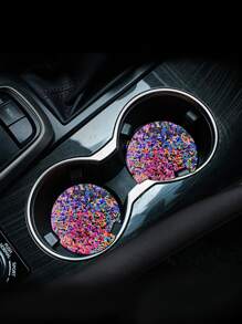 1入組月亮形狀亮片裝飾汽車杯墊 - 彩色 - 查看 2