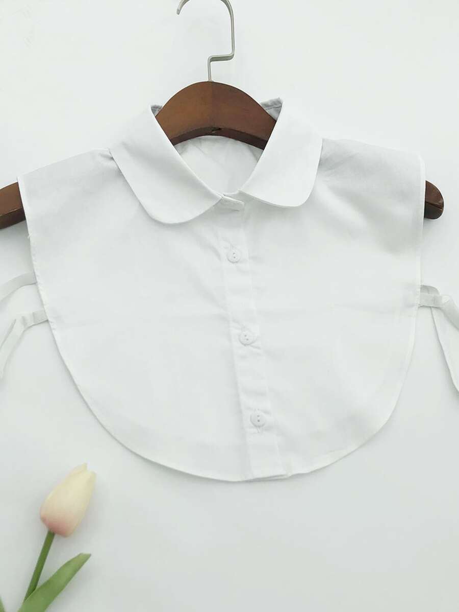 1 件女士休闲百搭纯色圆领可拆卸领饰 - 白色 - 查看 1