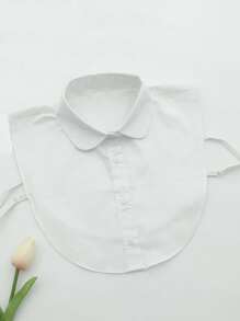 1 件女士休闲百搭纯色圆领可拆卸领饰 - 白色 - 查看 2