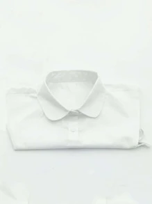 1 件女士休闲百搭纯色圆领可拆卸领饰 - 白色 - 查看 3