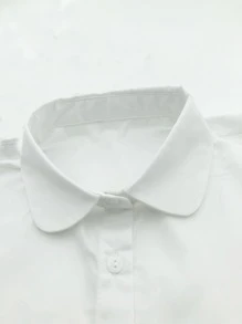 1 件女士休闲百搭纯色圆领可拆卸领饰 - 白色 - 查看 4