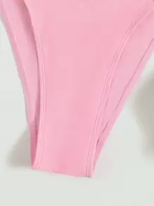 Swim Vcay Set de bikini cu inele cu strasuri, sutien Push Up și fund cu tanga, costum de baie 2 piese