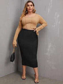 大碼高腰鉛筆裙