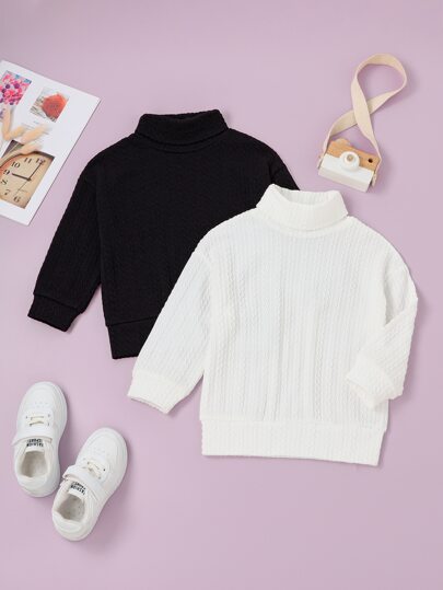 SHEIN Young Boy 2pcs Solid Turtleneck Sweatshirt