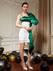 SHEIN BAE Two Tone Asymmetrical Dress - Multicolor - View 3