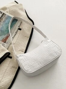 Waterproof,Lightweight,Business Casual Allover Crocodile Embossed Bag For Teen Girls Women College Students,Rookies & White-Collar Workers Perfect For Office,College,Work ,Business,Commute - White - View 1