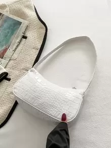 Waterproof,Lightweight,Business Casual Allover Crocodile Embossed Bag For Teen Girls Women College Students,Rookies & White-Collar Workers Perfect For Office,College,Work ,Business,Commute - White - View 2