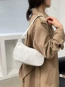 Waterproof,Lightweight,Business Casual Allover Crocodile Embossed Bag For Teen Girls Women College Students,Rookies & White-Collar Workers Perfect For Office,College,Work ,Business,Commute - White - View 4