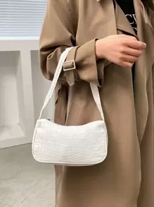 Waterproof,Lightweight,Business Casual Allover Crocodile Embossed Bag For Teen Girls Women College Students,Rookies & White-Collar Workers Perfect For Office,College,Work ,Business,Commute - White - View 5