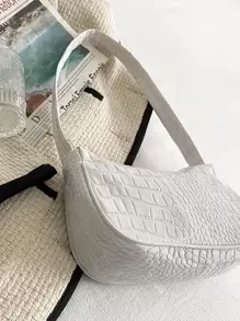 Waterproof,Lightweight,Business Casual Allover Crocodile Embossed Bag For Teen Girls Women College Students,Rookies & White-Collar Workers Perfect For Office,College,Work ,Business,Commute - White - View 7