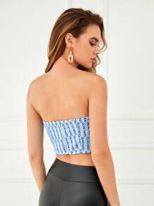 AIYMY Allover Letter Graphic Tube Top - Baby Blue - View 2