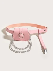 Mini Bag Detail Garter Belt - Pink - View 2