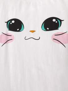 SHEIN 女孩卡通圖案T恤和紙袋型腰腰帶長褲 - 彩色 - 查看 4