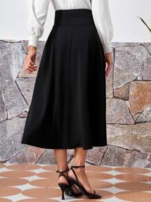 EMERY ROSE Váy nữ Nút phía trước màu trơn Thanh lịch - màu đen - Xem 2