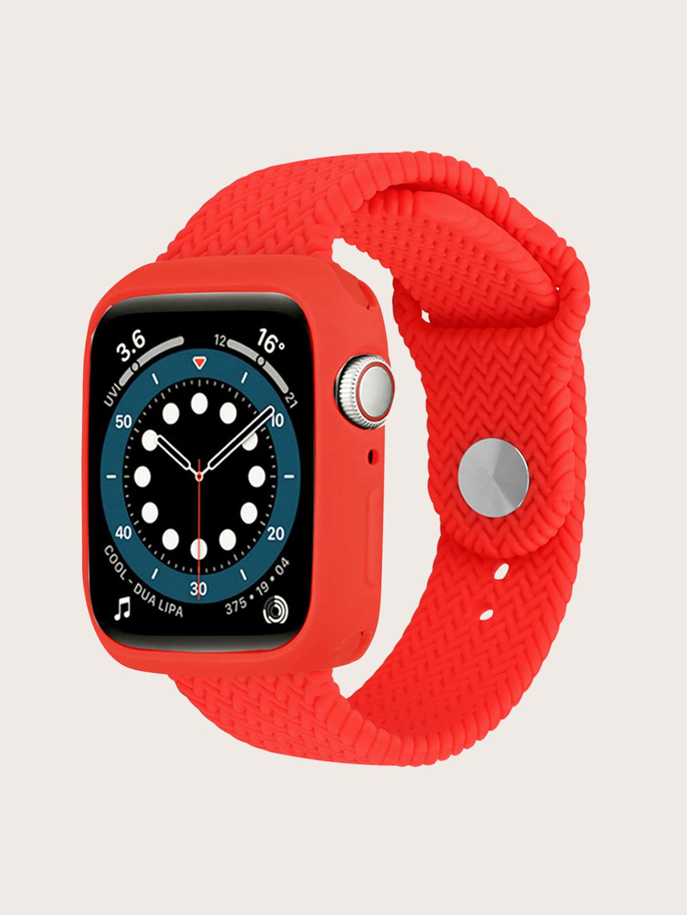 素色矽膠錶帶和保護殼適用於Apple Watch - 紅色 - 查看 1
