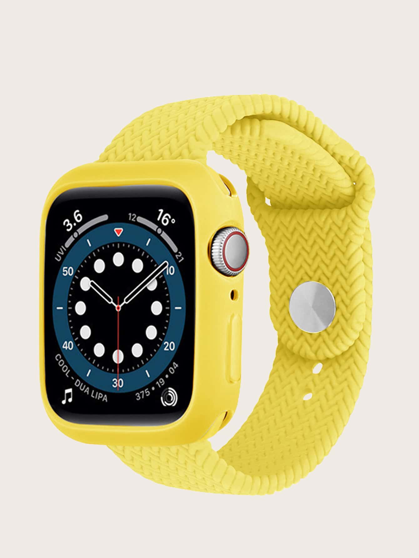 素色矽膠錶帶和保護殼適用於Apple Watch - 黃色 - 查看 1