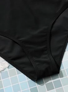 Teen Girls Solid Bikini Set Summer Beach - Black - View 4