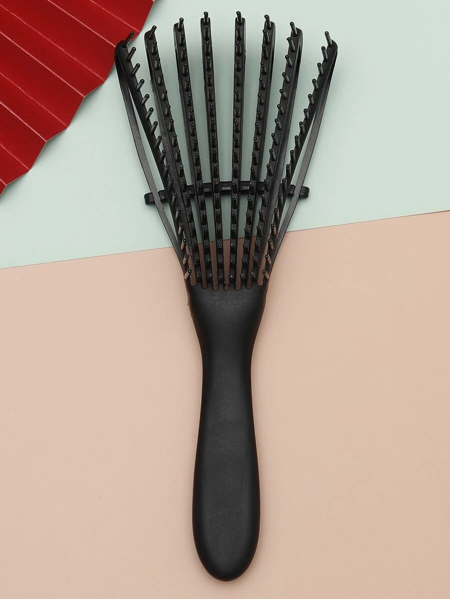 1 Pc Octopus Comb With Handle, Detangling Brush, Detangler Brush For Curly Hair , Faster Easier Detangle Wet Or Dry Hair With No Pain,Hair Care, Massage Scalp Hair Brush/Hair Comb Girl's Gift(Black) - Black - View 1