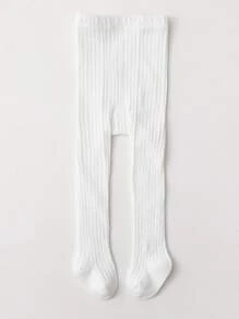 嬰兒素色羅紋褲襪