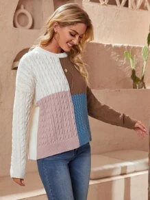 SHEIN LUNE Áo len nữ Khối Màu Giải trí - Nhiều màu - Xem 4