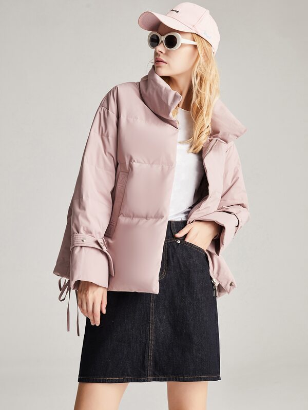 JAZZEVAR Abrigo acolchado con cinturón con hebilla unicolor