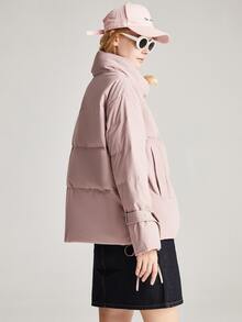 JAZZEVAR Abrigo acolchado con cinturón con hebilla unicolor - Rosa vieja - Ver 2