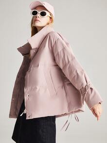 JAZZEVAR Abrigo acolchado con cinturón con hebilla unicolor - Rosa vieja - Ver 4