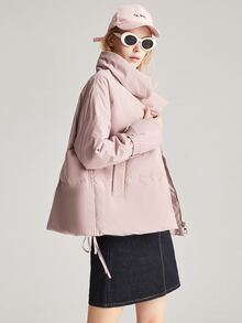 JAZZEVAR Abrigo acolchado con cinturón con hebilla unicolor - Rosa vieja - Ver 7