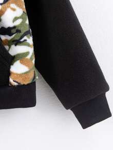 Boys Camo Print Hooded Flannel Jacket - Multicolor - View 5