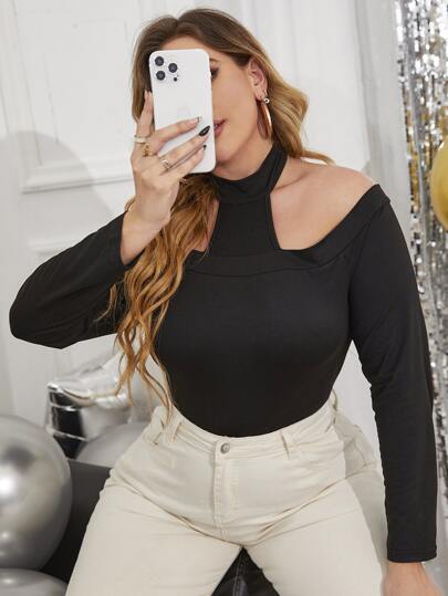 Plus Cut Out Halterneck Tee