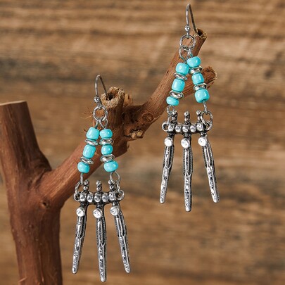 Bead Decor Geometric Drop Earrings