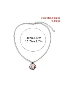 Vòng cổ mặt dây chuyền đầu lâu - Bạc - Xem 5