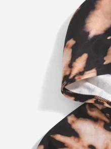 SHEIN 女孩紮染高低下擺連帽衫和吊帶洋裝