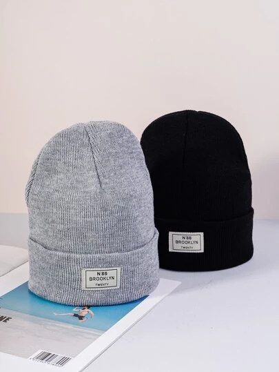 2 件字母标签冬秋帽