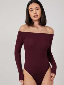 SHEIN 一字肩合身連身背心 - 紫紅色 - 查看 5