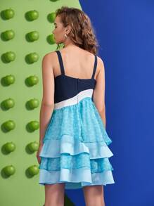 Agnes Anggela 撞色多層下擺吊帶連衣裙 - 彩色 - 查看 2